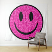 Pink Glitzer Smile Face Wandteppich (Beispiel (Horizontal))