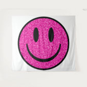Pink Glitzer Smile Face Wandteppich (Vorderseite (Horizontal))