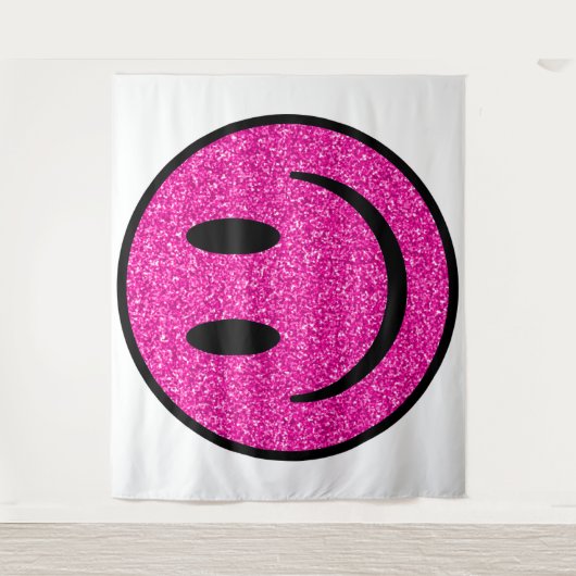 Pink Glitzer Smile Face Wandteppich (Vorderseite)
