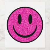 Pink Glitzer Smile Face Weinetikett (Einzelnes Label)