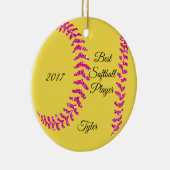 Pink Glitzer Softball Stifte Keramik Ornament (Rechts)