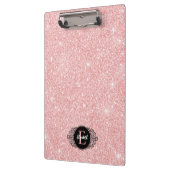 Pink Glitzer Sparkle Moderne Monogram-Zwischenabla Klemmbrett (Links)