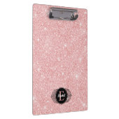 Pink Glitzer Sparkle Moderne Monogram-Zwischenabla Klemmbrett (Rechts)
