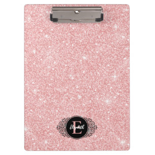 Pink Glitzer Sparkle Moderne Monogram-Zwischenabla Klemmbrett