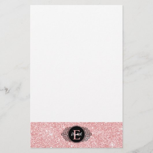 Pink Glitzer Sparkle Monogram Personal Briefpapier (Vorderseite)