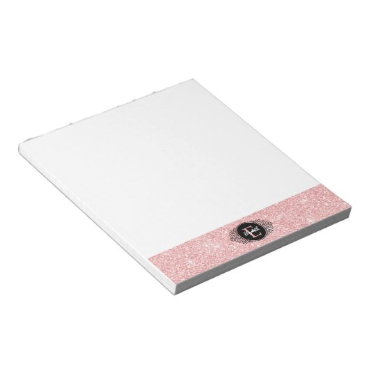 Pink-Glitzer-Sparkon-Monogramm Notizblock (angewinkelt)