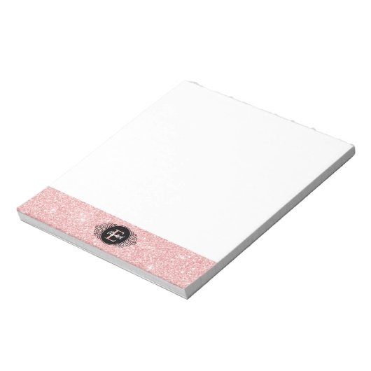 Pink-Glitzer-Sparkon-Monogramm Notizblock (Rotiert)