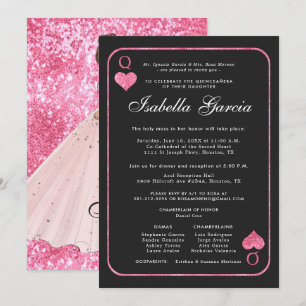 Pink-Glitzer-Spielkarte   Las Vegas Quinceañera Einladung
