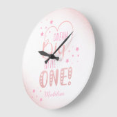 Pink Glitzer Starry Dream Big Little One Heart Große Wanduhr (Winkel)
