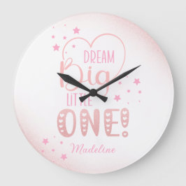 Pink Glitzer Starry Dream Big Little One Heart Große Wanduhr