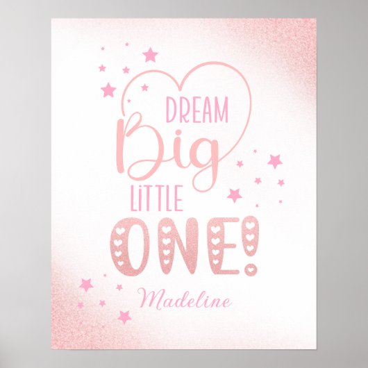 Pink Glitzer Starry Dream Big Little One Heart Poster (Vorne)