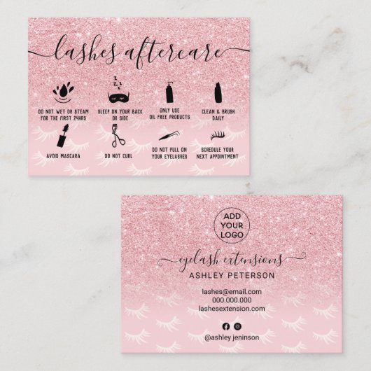 Pink Glitzer stürzt Nachsorgebilder ab Visitenkarte (Vorne/Hinten)