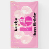 Pink Glitzer Sweet 16 Birthday Balloons Script Banner (Vertikal)