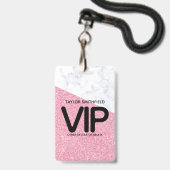 Pink Glitzer Trendsetter VIP Lanyard Abzeichen Zol Ausweis (Front with Lanyard)