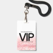Pink Glitzer Trendsetter VIP Lanyard Abzeichen Zol Ausweis (Front with Lanyard)