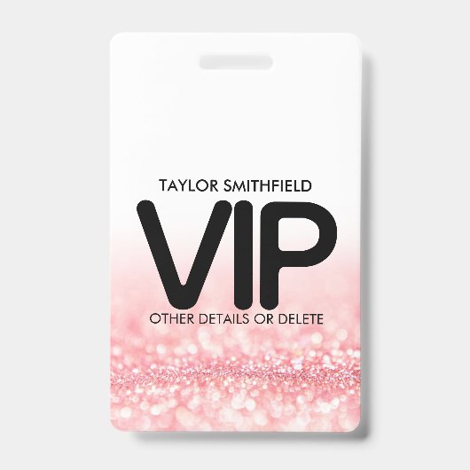 Pink Glitzer Trendsetter VIP Lanyard Abzeichen Zol Ausweis (Front)