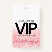 Pink Glitzer Trendsetter VIP Lanyard Abzeichen Zol Ausweis (Vorderseite)