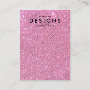 Pink Glitzer Trendy Instagramm Earring Display Car Visitenkarte