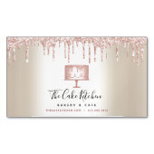 Pink Glitzer Tropfen Kuchen Konditorei Koch Gold Magnetische Visitenkarte (Vorderseite)
