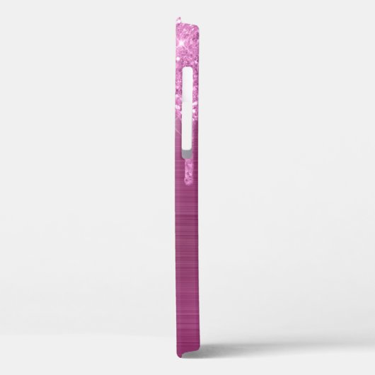 Pink Glitzer Tropfen Monogram Case-Mate iPhone Cas Hülle (Rückseite / Links)