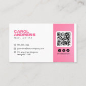 Pink Glitzer Tropfen Nageltechniker Nail Artist Visitenkarte (Rückseite)