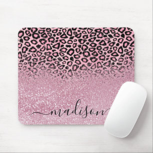 Pink Glitzer und Leopard Muster - Individualisiere Mousepad