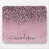 Pink Glitzer und Leopard Muster - Individualisiere Mousepad (Vorne)