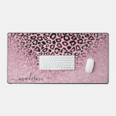 Pink Glitzer und Leopard Muster - Individualisiere Schreibtischunterlage (Tastatur & Maus)
