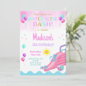 Pink Glitzer Waterslide Bash Girls Einladung zum G (Stehend Vorderseite)