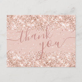 Pink Glitzer Wedding Danke Postcard Postkarte