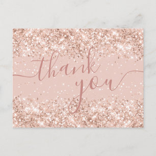 Pink Glitzer Wedding Danke Postcard Postkarte