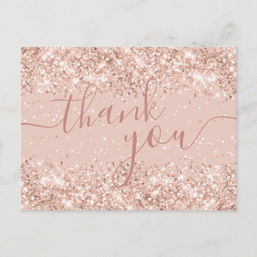 Pink Glitzer Wedding Danke Postcard Postkarte (Vorderseite)