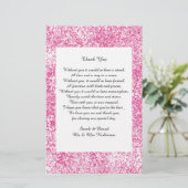 Pink Glitzer Wedding Gedicht Vielen Dank für Scrol (Stehend Vorderseite)