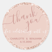 Pink Glitzer Wedding Vielen Dank für Ihr Rundaufkl