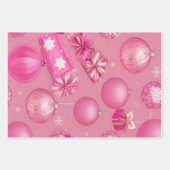 Pink Glitzer Weihnachtsball Geschenkpapier Set (Vorderseite)