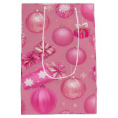 Pink Glitzer Weihnachtsball Mittlere Geschenktüte (Rückseite)