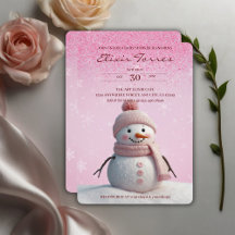 Pink Glitzer Winter Snowman Babydusche