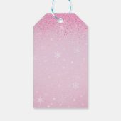 Pink Glitzer Winter Snowman Babydusche Geschenkanhänger (Rückseite)