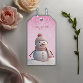 Pink Glitzer Winter Snowman Babydusche Geschenkanhänger
