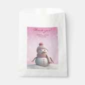 Pink Glitzer Winter Snowman Babydusche Geschenktütchen (Vorderseite)