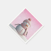 Pink Glitzer Winter Snowman Babydusche Serviette (Ecke)