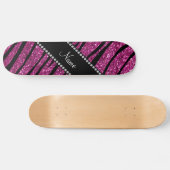 Pink Glitzer zebra streifen Skateboard (Horizontal)