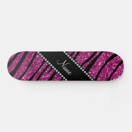 Pink Glitzer zebra streifen Skateboard (Horizontal)