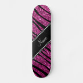 Pink Glitzer zebra streifen Skateboard (Vorderseite)