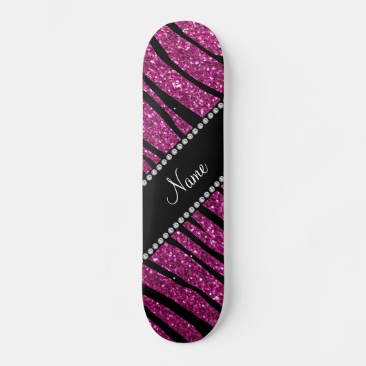 Pink Glitzer zebra streifen Skateboard (Vorderseite)