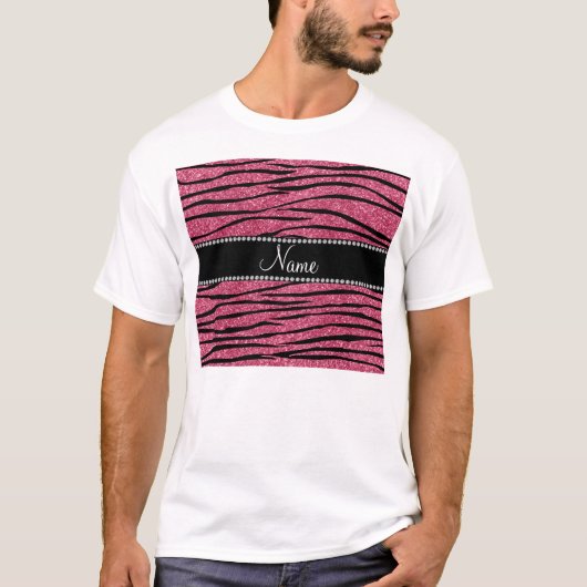 Pink Glitzer zebra streifen T-Shirt (Vorderseite)