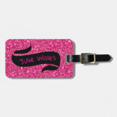 Pink Glitzern Black Banner Gepäckmarke Gepäckanhänger (Vorderseite horizontal)
