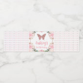 Pink Glitzern Butterfly Geburtstag Wasserflaschenetikett (Einzelnes Label)