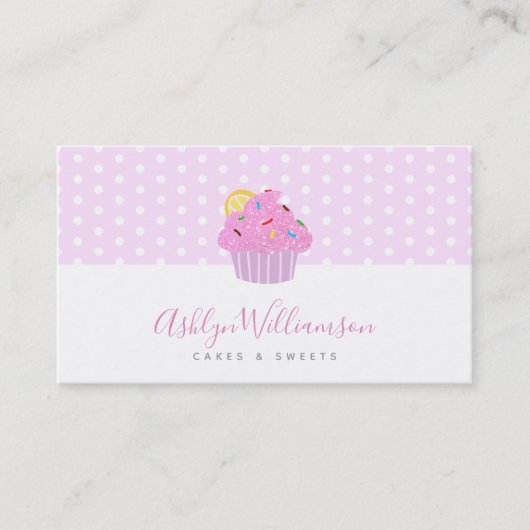 Pink Glitzern Cupcake Bäckerei Konditorei Koch Cat Visitenkarte (Vorderseite)
