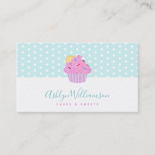Pink Glitzern Cupcake Bäckerei Konditorei Koch Tür Visitenkarte (Vorderseite)